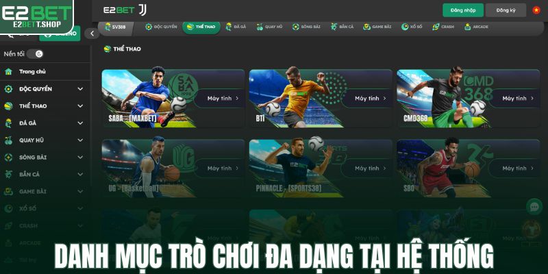 Danh mục trò chơi đa dạng tại hệ thống