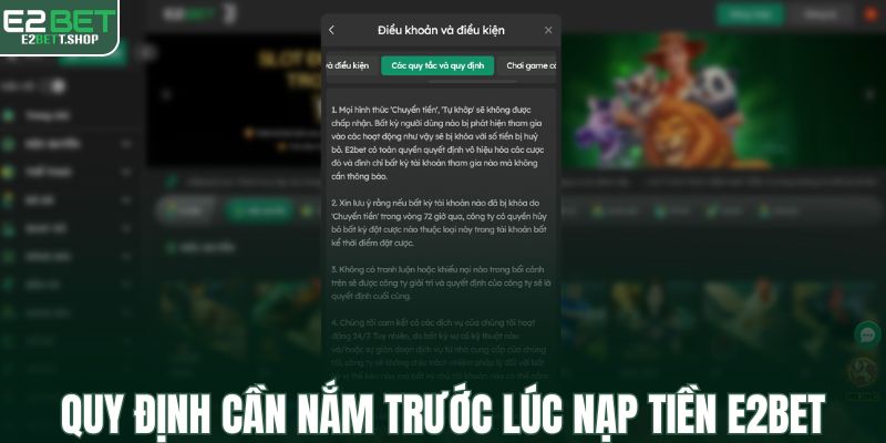 Quy định cần nắm trước lúc nạp tiền E2BET