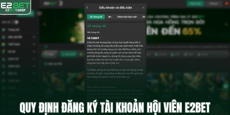 Quy định đăng ký tài khoản hội viên E2BET